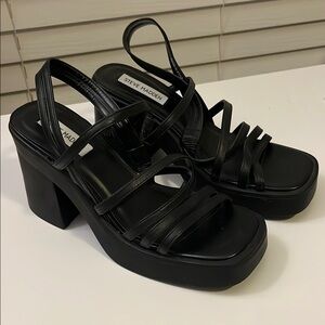 COPY - Steve Madden Black Platform Sandals with Chunky Heel and Open Toe